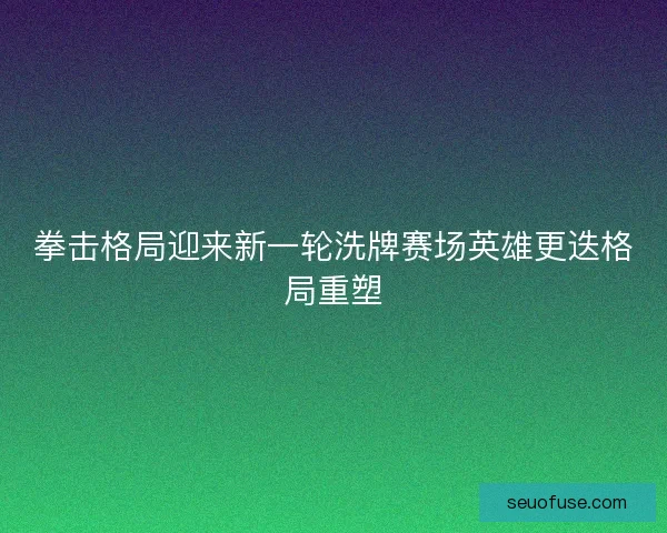 拳击格局迎来新一轮洗牌赛场英雄更迭格局重塑
