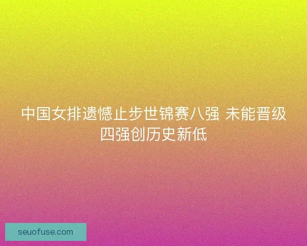 中国女排遗憾止步世锦赛八强 未能晋级四强创历史新低